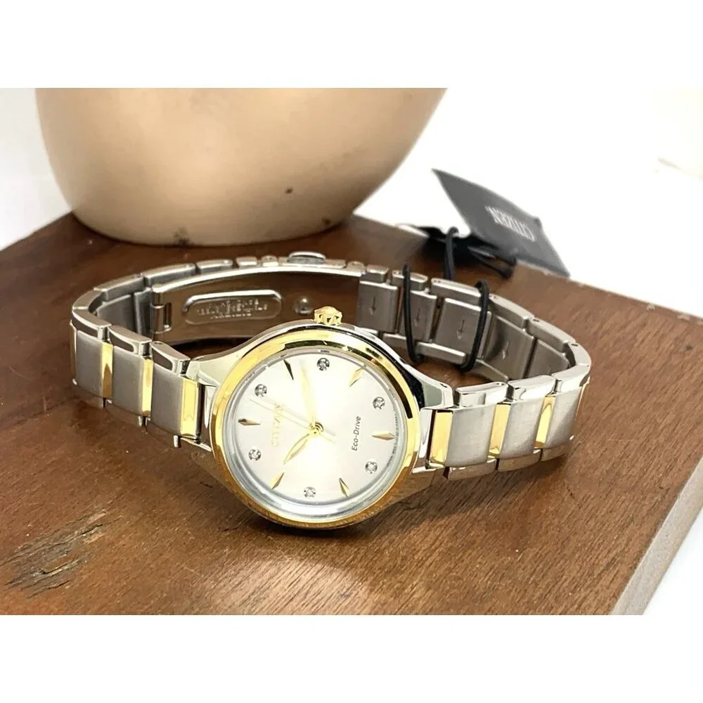 Citizen Women's Watch FE2104-50A Eco Drive Diamond Accent Dial Two Tone Steel